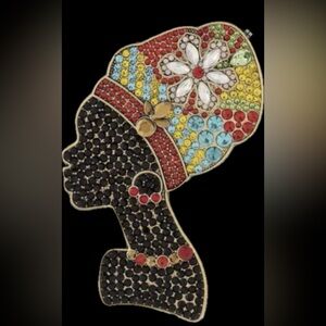 Colorful Beaded Silhouette Brooch